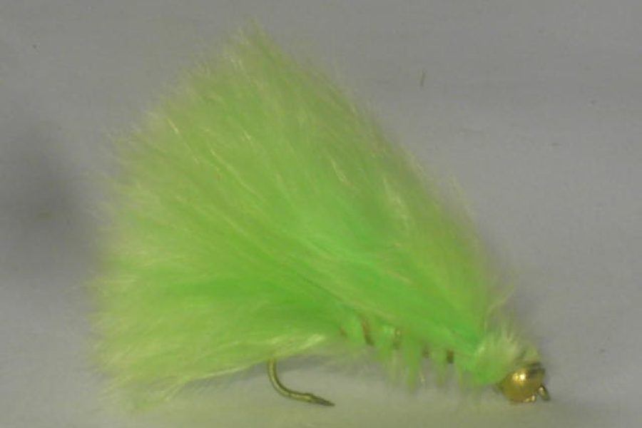 Beadhead marabou streamer fluorescent green fly