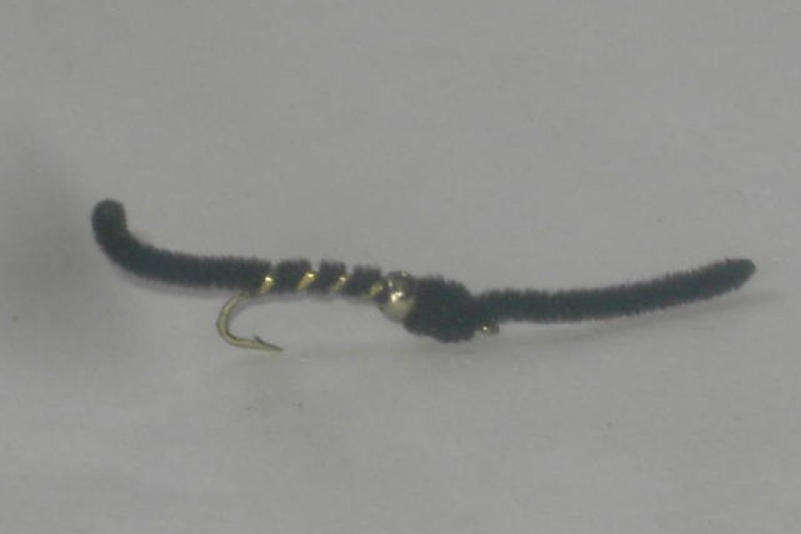 black Beadhead San Juan Worm streamer fly