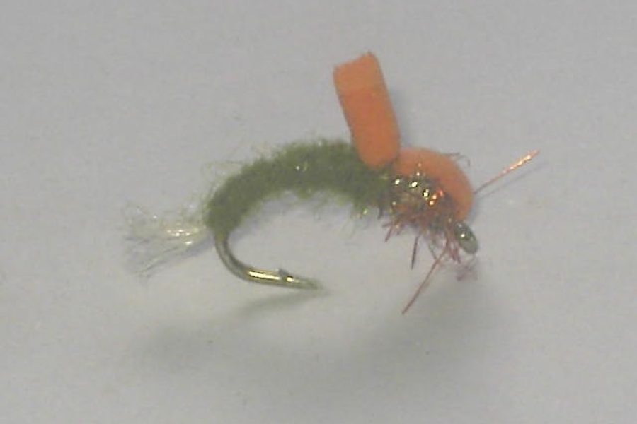 Foam orange emerger fly