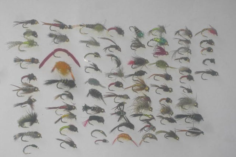 75 assorted nymphs flies