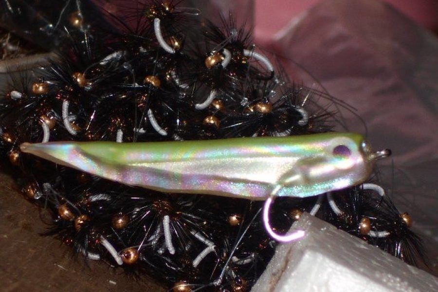 Gummy Minnow pearl green fly