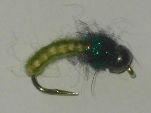 black bead head woven fly olive cream fly