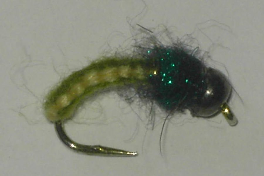 black bead head woven fly olive cream fly