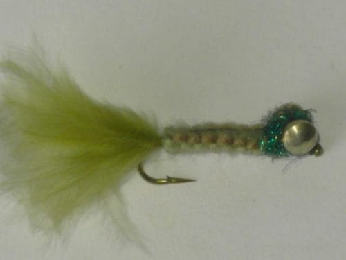 Chain head woven streamer gray olive fly