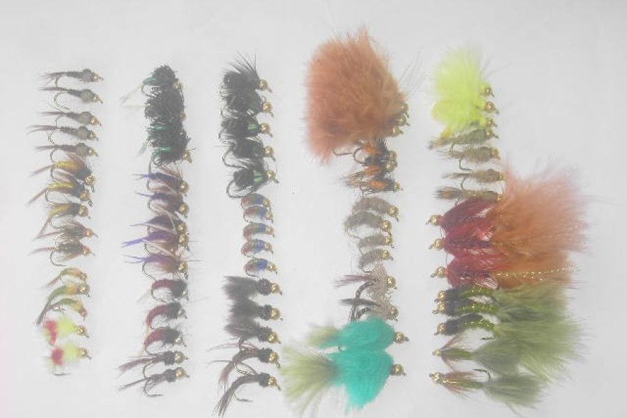 75 Assorted tungsten bead head fly fishing flies