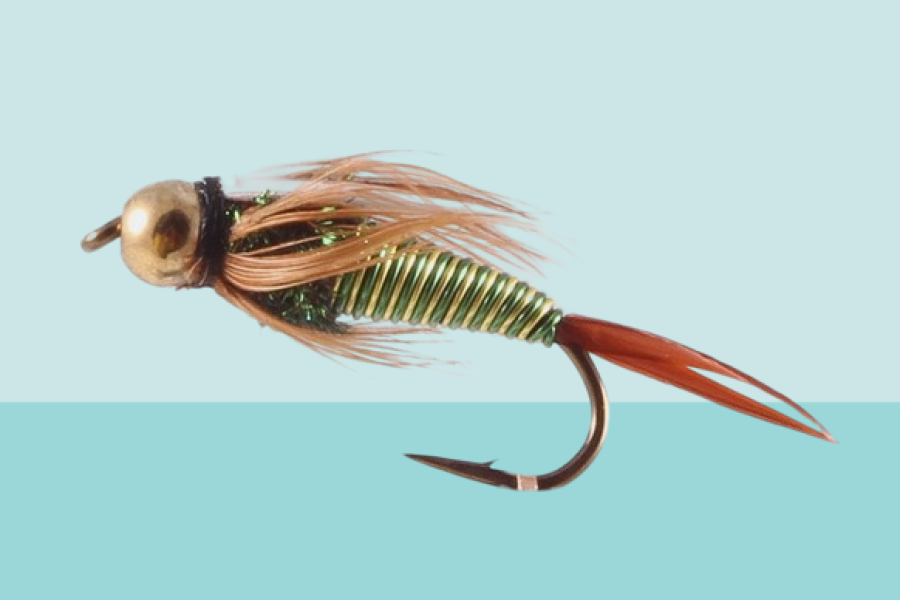 Hot Wire Prince Nymph, Green-Yellow, Tungsten Bead Head