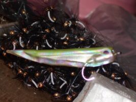 Gummy Minnow pearl green fly