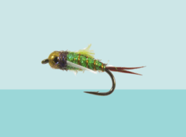 Psycho Prince Caddis Nymph, Green Bead Head fly