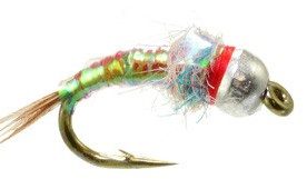 Colorful fishing fly with metallic details